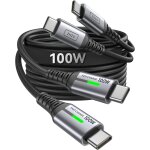 Usb c cable, [1m + 1m] 100w 5a pd qc4 usb c to usb c cable fast charging, nylon braided type c data charger ...