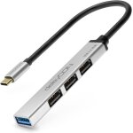 Usb c hub 4 ports distributeur - (1x usb3. 0 / 3x usb2. 0) botier en aluminium, 15cm, pour pc, ordinateur ...