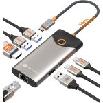 Usb c hub, 7 - en - 1 dock avec hdmi 4k a 60hz, 1 gbps ethernet, 100 w pd charge, ports usb - a / c 5 ...