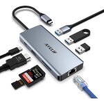 Usb c hub, 8 en 1 adaptateur usb c avec double affichage 4k hdmi, station d'accueil usb c pour macbook ...