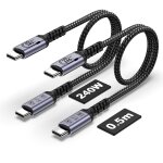 Usb c - line 80gbps 50cm pack de 2, short usb 4 fils 240w, c�ble de donn�es de 4e g�n�ration, sortie ...
