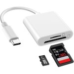 Usb c sd card reader, type c sd card reader sd / micro sd card reader, memory card reader for iphone ...
