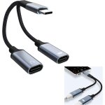 Usb c splitter usb c vers usb c femelle adaptateur, c�ble adaptateur usb c m�le vers double usb femelle, ...