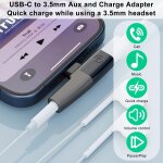 Usb c to jack adapter 2 in 1 headphone adapter usb c to 3. 5mm jack type c adapter compatible with iphone ...