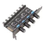 Ventilateur de refroidissement hub  8 canaux, alimentation sata / 4pin, 4 boutons, contrleur de vitesse ...
