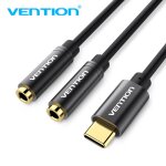 Vention type c vers double jack 3, 5 usb c vers 3, 5 mm aux double ecouteurs adaptateur audio pour usb ...