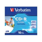 Verbatim - 10 x cd - r - 700 mo (80 min) 52x - surface imprimable par jet d'encre, surface imprimable ...