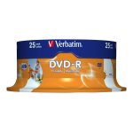 Verbatim - 25 x dvd - r - 4. 7 go 16x - surface imprimable photo large - spindle Verbatim - 25 x dvd - r - 4. 7 go 16x - surface imprimable photo large - spindle