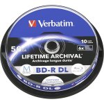 Verbatim m - disc - 10 x bd - r dl - 50 go 6x - surface imprimable par jet d'encre - spindle