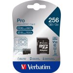 Verbatim pro u3 - carte mmoire flash (adaptateur microsdxc vers sd inclus(e)) - 256 go - a2 / uhs - ...