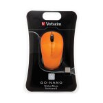 Verbatim wireless mouse go nano - souris - optique - sans fil - rf - rcepteur sans fil usb - orange ...