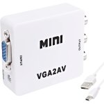 Vga a av rca composite convertisseur adaptateur bote avec cble d'alimentation usb hd 1080p audio vido ...