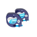 Vhbw 2x rubans compatible avec dymo letratag xr imprimante d'�tiquettes 4m x 12mm noir sur bleu