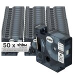 Vhbw 50x rubans compatible avec dymo 2000, 5000, 5500, 3500, 4500 imprimante d'tiquettes 12mm noir sur ...