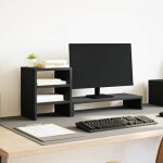 Vidaxl support pour �cran avec organiseur de bureau en ch�ne noir et bois d'ing�nierie