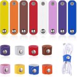Vornixorsarlshop - lot de 16 attaches de c�ble en cuir multicolores ¿ organiseur de cordon avec bouton ...