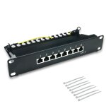 Waytex 37500 panneau de brassage 10 pouces 8 ports rj45 catgorie 6 ftp blind avec mise  la terre