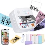 Mini imprimante thermique portable rose avec 13 rouleaux � impression tickets, �tiquettes & notes