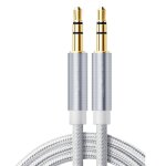 White 1m c�ble audio 3. 5, 3. 5mm, c�ble aux pour haut - parleur, pour iphone 6, samsung galaxy s8, casque ...