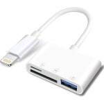 Wqd - apple adaptateur lightning vers carte sd et tf usb pour iphone / ipad, lecteur de cartes 3 en 1, ...