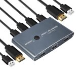 Wqd - commutateur kvm switch hdmi 4k 60 hz, hdmi kvm switch en aluminium pour brancher 2 pc sur 1 écran ... Wqd - commutateur kvm switch hdmi 4k 60 hz, hdmi kvm switch en aluminium pour brancher 2 pc sur 1 écran ...