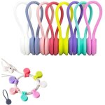 Wqd - magnetique clip de cable, 8 pices clips de cble magntique rutilisables silicone multi - couleurs ...