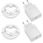 Wwp - adaptateur secteur usb c 20w, chargeur mural avec prise et cble 2m, compatible iphone 16 / 16 ...