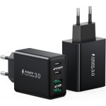 Wwp - chargeur usb c, 40 w chargeur type c charge rapide usbc prise 4 - port usbc pd adaptateur + qc ...