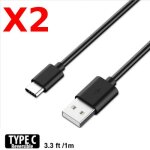 X2 cable usb - type c chargeur noir pour samsung galaxy note 8 / s8 / s8 plus / a32017 / a52017 pack ...