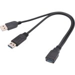 Y rpartiteur cble usb 3. 0 a femelle vers double usb 3. 0 a mle + usb 2. 0 a mle charge supplmentaire ...
