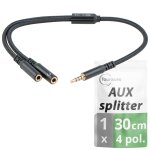 Aux y splitter - 4 pôles, câble adaptateur très court - 30 cm - 3, 5 mm - 2 connecteurs casque pour pc ... Aux y splitter - 4 pôles, câble adaptateur très court - 30 cm - 3, 5 mm - 2 connecteurs casque pour pc ...