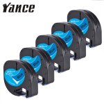 Yance 5 pices / lot 12mm noir sur argent compatible dymo letratag ruban 91208 tiquette en plastique ...
