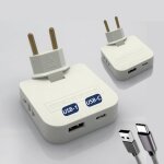 Ytfhg - 3 - stars lot de 2 prises plates avec usb c de 4 000 w (plus grande puissance). 4 prises : 2 ...
