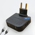 Ytfhg - 3 - stars prise plate avec usb 4000 w, puissance accrue. 4 prises : 2 ports de charge usb et ...