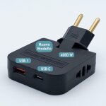 Ytfhg - 3 - stars prises plates avec usb c de 4 000 w, puissance accrue. 4 prises : 2 ports usb connectivit ...
