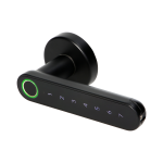 Poigne de porte connecte noire avec clavier et lecteur biomtrique - orno