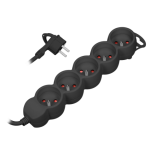 Rallonge multiprise avec 5 prises et mise à la terre couleur noire - orno Rallonge multiprise avec 5 prises et mise à la terre couleur noire - orno