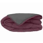 Couette �t� 240x220 cm cocoon bicolore prune / gris garnissage fibre polyester 200 g / m2