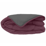 Couette hiver 140x200 cm cocoon bicolore prune / gris garnissage fibre polyester 400 g / m2