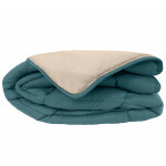 Couette hiver 160x220 cm cocoon bicolore bleu paon / galet garnissage fibre polyester 400 g / m2 Couette hiver 160x220 cm cocoon bicolore bleu paon / galet garnissage fibre polyester 400 g / m2