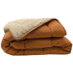 Couette hiver 200x200 cm cocoon bicolore marron ocre / galet garnissage fibre polyester 400 g / m2