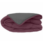Couette hiver 200x200 cm cocoon bicolore prune / gris garnissage fibre polyester 400 g / m2