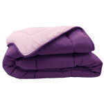 Couette hiver 200x200 cm cocoon bicolore prune / parme garnissage fibre polyester 400 g / m2
