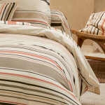 Drap plat 280x310 cm 100% coton hugo beige / corail