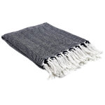 Jet� de canap� chevrons 120x150 cm zigzag blanc / bleu