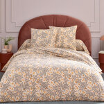Parure de drap 240x300 cm 65x65 flanelle lily gris orange 3 pices