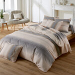 Parure de lit 280x240 cm 65x65 cm percale esteban beige 3 pi�ces