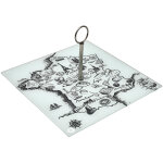 Plateau en verre france et fromages forme carte de la france beige et blanc