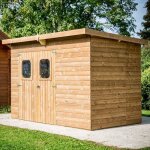 Abri de jardin bois massif habrita 6, 45 m2 et toiture en acier Abri de jardin bois massif habrita 6, 45 m2 et toiture en acier