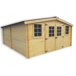 Abri de jardin habrita en bois massif 20 m2 avec toit plaques Abri de jardin habrita en bois massif 20 m2 avec toit plaques